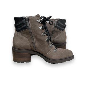 Lucky Brand Dareek Combat Boots Suede Leather Lug Soles Falcon Brown Women 9.5